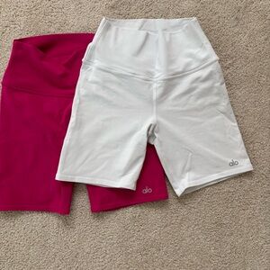 ALO Yoga Women's White and Pink Shorts